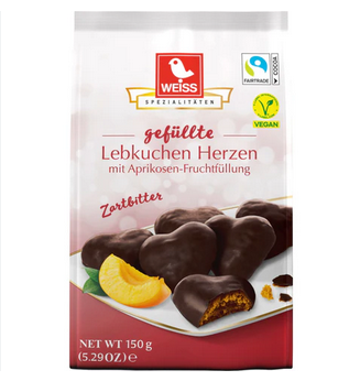 Weiss Gefüllte Herzen zartbitter Lebkuchen 150g