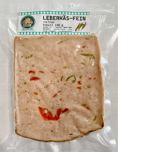LEBERKÄS-FEIN mit Chilli 150g.